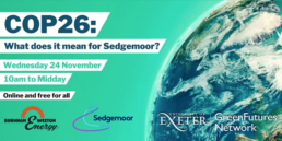 Image of the world and details of the COP26: what does it mean to Sedgemoor event taking place online on 24th November